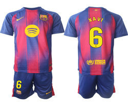 2025-26 Barcelona #6 XAVI home Soccer Club Jersey