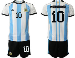 Argentina #10 MARADONA Away 2022 World Cup National Soccer Jerseys