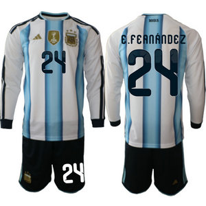 Argentina #24 E.Feanandez Long sleeve home 2026 World Cup Soccer jersey