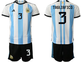 Argentina #3 TAGLIAFICO Home 2022 World Cup National Soccer Jersey