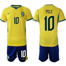 Brazil #10 Pele Home Navy Name 2026 World Cup Soccer jersey