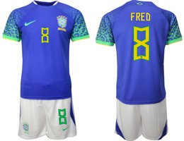 Brazil #8 FRED Away 2022 World Cup National Soccer Jersey