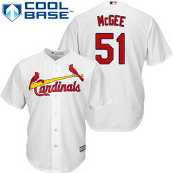 Cardinals #51 Willie McGee White Cool Base Stitched Baseball Jersey