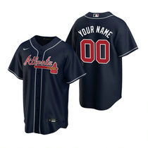 Custom Nike Atlanta Braves Any Name Navy Blue Game Authentic Stitched MLB Jersey