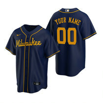 Custom Nike Milwaukee Brewers Navy Game Authentic Stitched MLB Jersey