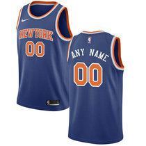 Customized Nike New York Knicks Blue Authentic Stitched NBA jersey