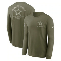 Dallas Cowboys Olive 2025 Salute To Service Sideline Long Sleeve T-Shirt