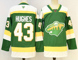 Fanatics Minnesota Wild #43 Quinn Hughes Green Reverse Retro Authentic Stitched NHL Jersey