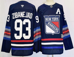 Fanatics New York Rangers #93 Mika Zibanejad 2024 Dark Blue Authentic Stitched NHL Jersey