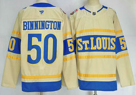 Fanatics St. Louis Blues #50 Jordan Binnington Cream 2025 Winter Classic Authentic Stitched NHL Jersey