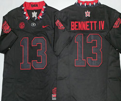 Georgia Bulldogs #13 Stetson Bennett IV Black Blackout Authentic stitched Football jersey