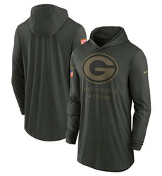 Green Bay Packers Forest Green 2025 Salute To Service Sideline Dri-FIT Lightweight Pullover Hoodie