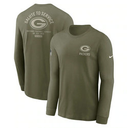 Green Bay Packers Olive 2025 Salute To Service Sideline Long Sleeve T-Shirt