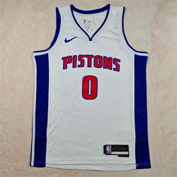 Jordon Detroit Pistons #0 Jalen Duren White Basketball Jersey