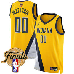 Jordon Indiana Pacers #00 Bennedict Mathurin Yellow 2025 Finals Patch NBA Jersey