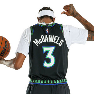 Jordon Minnesota Timberwolves #3 Jaden McDaniels Black 2026 With Advertising NBA Jersey