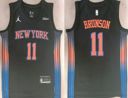 Jordon New York Knicks #11 Jalen Brunson Navy Blue 2026 City With Advertising Jersey
