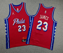 Youth Jordon Philadelphia 76ers #23 LeBron James Red 2026 Statement Edition Stitched Jersey