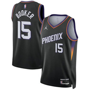 Jordon Phoenix Suns #15 Devin Booker Black 2026 Statement Edition Stitched Basketball Jersey