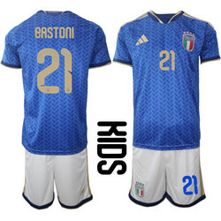 Kids Italy #21 Bastoni Home 2026 World Cup Soccer jersey