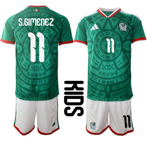 Kids Mexico #11 S.gimenez home 2026 World Cup Soccer jerseys
