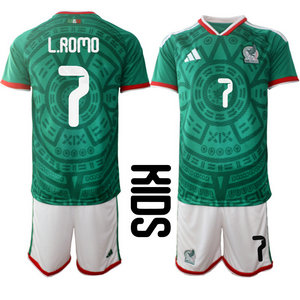 Kids Mexico #7 L.romo home 2026 World Cup Soccer jerseys