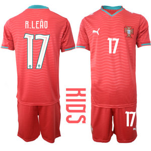 Kids Portugal #17 R.lead Home 2026 World Cup Soccer jersey