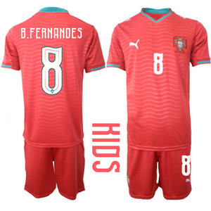 Kids Portugal #8 B.Fernandes Home 2026 World Cup Soccer jersey
