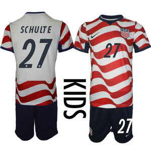 Kids United States #27 Schulte Home 2026 World Cup Soccer jersey