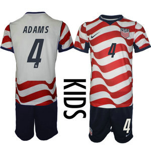 Kids United States #4 Adams Home 2026 World Cup Soccer jersey