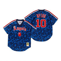 Los Angeles Angels of Anaheim #10 Justin Upton Navy BAPE x Mitchell & Ness Jersey