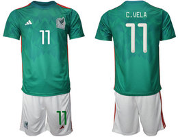 Mexico #11 C.VELA Green Home 2022 World Cup National Soccer Jerseys