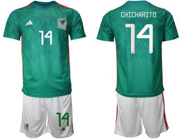 Mexico #14 CHICHARITO Green Home 2022 World Cup National Soccer Jerseys