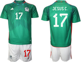 Mexico #17 JESUS C. Green Home 2022 World Cup National Soccer Jersey