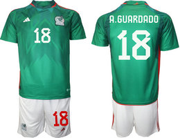 Mexico #18 A.GUARDADO Green Home 2022 World Cup National Soccer Jersey