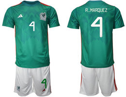 Mexico #4 R.MARQURZ Green Home 2022 World Cup National Soccer Jerseys