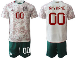 Mexico Custom any name White Away 2022 World Cup National Soccer Jersey