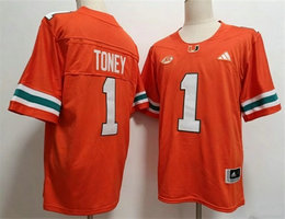 Miami Hurricanes #1 Malachi Toney Orange Stitched Football Jersey
