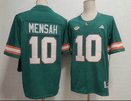 Miami Hurricanes #10 Darian Mensah Aqua Stitched Football Jersey
