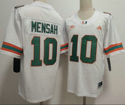Miami Hurricanes #10 Darian Mensah White Stitched Football Jersey