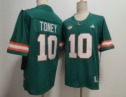 Miami Hurricanes #10 Malachi Toney Aqua Stitched Football Jersey
