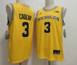 Michigan Wolverines #3 Elliot Cadea Gold Navy Number College Basketball Jersey