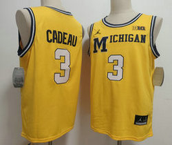 Michigan Wolverines #3 Elliot Cadea Gold White Number College Basketball Jersey