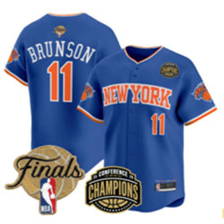 New York Knicks #11 Jalen Brunson Blue 2026 Finals Champion Baseball Jersey