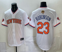 New York Knicks #23 Mitchell Robinson White 2026 Finals Baseball Jersey