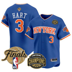 New York Knicks #3 Josh Hart Blue 2026 Finals Champion Baseball Jersey