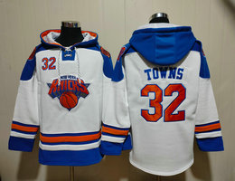 New York Knicks #32 Karl-Anthony Towns White NFL Stitched Hoodies