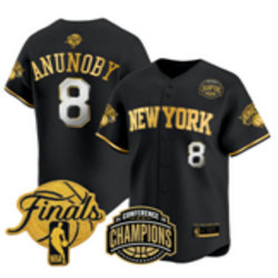 New York Knicks #8 OG Anunoby Black Gold Finals Champion Stitched NBA jersey