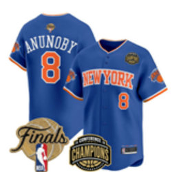 New York Knicks #8 OG Anunoby Blue 2026 Finals Champion Baseball Jersey