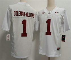 Nike Alabama Crimson Tide #1 Ryan Alexander Coleman-Williams Jr White 2026 Stitched Football Jersey